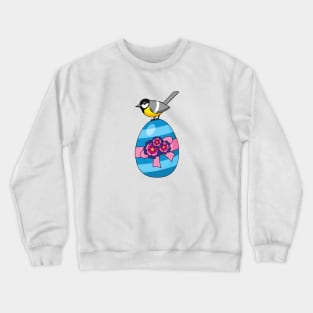 Cartoon Great Tit with Easter Egg Crewneck Sweatshirt